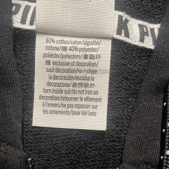 PINK Victoria Secret Black Jacket/Hoodie with Silver Sequin, L - Picture 8 of 8